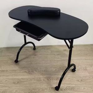 Portable <b>Folding</b> Manicure <b>Table</b> Nail Salon Desk with Tray Wrist Rest Lockable Wheels for Home Spa Beauty Studio - Product Image 3
