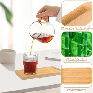 Plateau en bambou rectangulaire, lot de 4 plateaux en bambou, petit plateau de service en bois, sous-verres en bambou pour thé, pain, dessert - Product Image 5