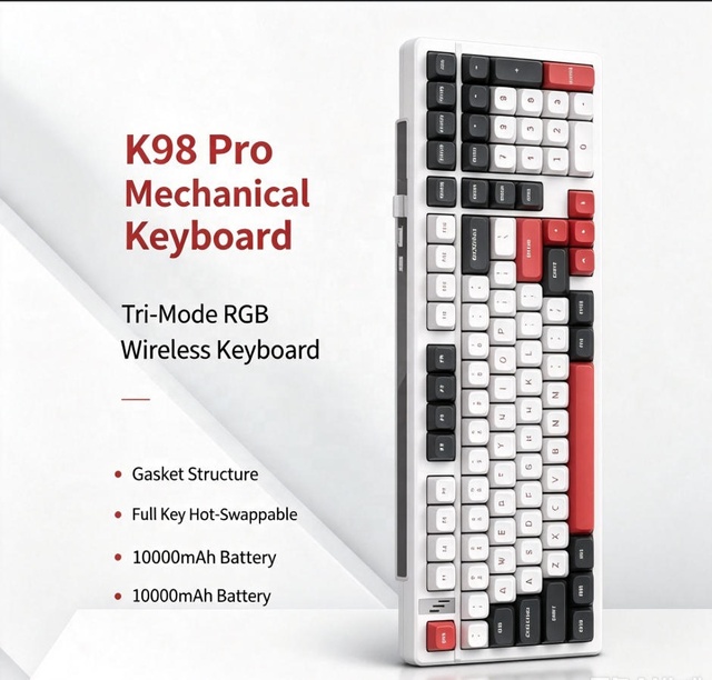 Wholesale Tri-mode Wireless Mechanical Keyboard RGB Lighting Gasket Mount Full Keys Hot Swappable Support Type-C 2.4G Keyboards