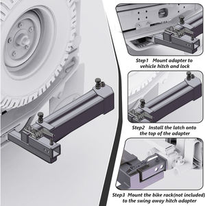 Adaptateur d'attelage pivotant AMBITION à 90 degrés, compatible avec un attelage de 2 pouces, capacité de charge de 320 lb, porte-vélos monté sur l'attelage - Product Image 2