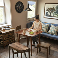 Table à manger carrée moderne Wabi-Sabi en bois de noyer massif pour petite maison appartement salle à manger japonaise balcon café salon