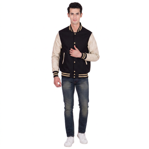 OEM ODM Customized High Quality Varsity <b>Jackets</b> for <b>Men</b> Winter Wear <b>White</b> American Style Competitive Price Stand Front - Product Image 1