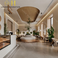 Comptoir de café au design classique, tons terre doux, pour aménagement intérieur décontracté de café et équipement de restauration