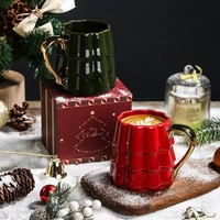 Mug en céramique de Noël à l'aspect élégant avec poignée plaquée or, sans BPA, compatible micro-ondes, cadeau et souvenir de Noël