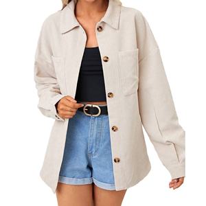 Chaqueta de Pana Personalizada OEM de Alta Calidad para Mujer, Estilo Casual, Holgada, de Manga Larga, Nueva Colección Otoño-Invierno - Product Image 1