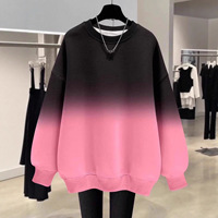 Hoodie Ombré Tie-Dye Style Européen et Américain pour Femme, Col Boutonné, Manches Longues, Léger, Vêtement d'Extérieur Automne