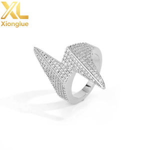18K Gold Plated Full Diamond Shaped <b>Ring</b> Hop Trend Insert Zircon <b>Ring</b> for Men Women <b>Brass</b> Jewelry - Product Image 3