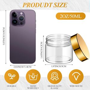 Pots en plastique transparents pour beurre corporel et gommages, contenants cosmétiques avec couvercles dorés, 30ml, 150ml, 200ml, 250ml, 500g, 4oz, 8oz, 16oz - Product Image 3