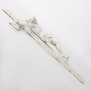 Maßgefertigte Holzstatue Kunstskulptur Modell Religiöse Wanddekoration Weißes San Damiano Katholisches Wandkreuz Kruzifix - Product Image 3