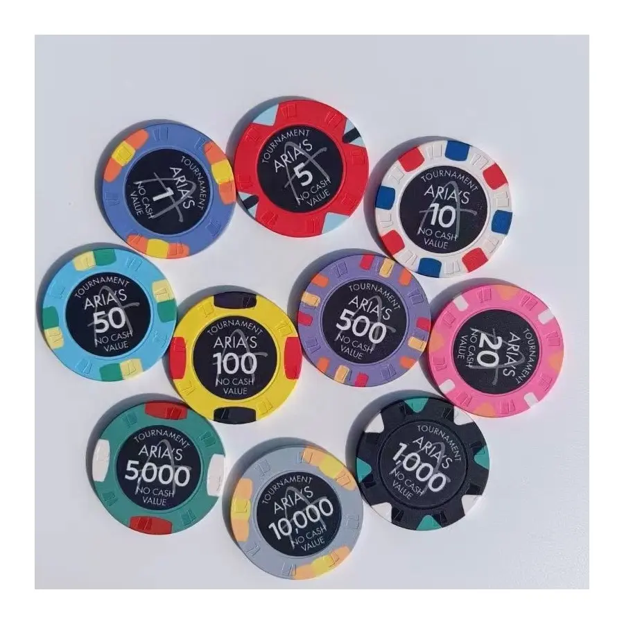 10G 39MM Keramik Poker Chip Sublimation ARIA Turnier Poker Chips mit ausgerichteter Kante