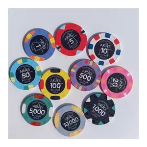 10G 39MM cerâmica poker chip sublimação ARIA torneio poker fichas com borda alinhada