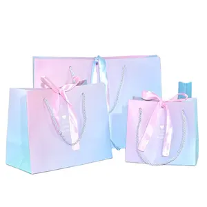 Sacs à main personnalisés, sac cadeau en papier parfumé en tissu de luxe avec logo personnalisé, sacs à main à provisions pour femmes avec ruban