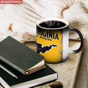Frosted Black <b>Ceramic</b> <b>Mug</b> 11oz Heat Color Changing Magic Cup Country Roads West Virginia Design - Product Image 3