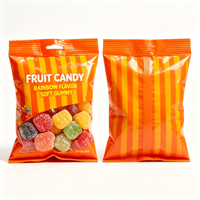 Pochette refermable à trois soudures latérales avec fenêtre transparente pour bonbons, confiseries et snacks, personnalisable avec votre logo