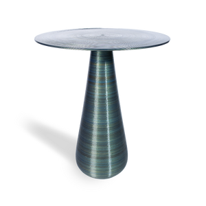 Table haute de design italien Enna imprimée en 3D PLA personnalisable en verre bleu foncé pour intérieur/extérieur Made in Italy - Product Image 1