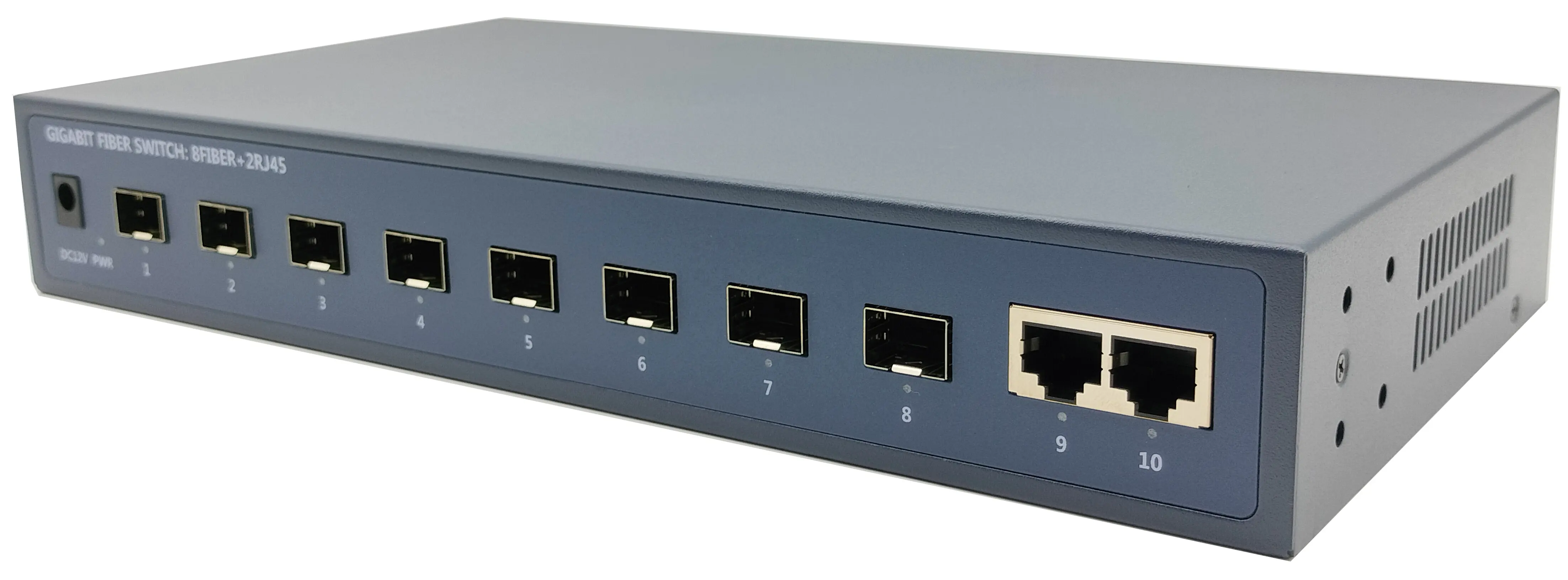 Sakelar agregasi 8-10/100/1000M serat optik dengan 2 Gigabit RJ45 sakelar Ethernet DeskTop Uplink