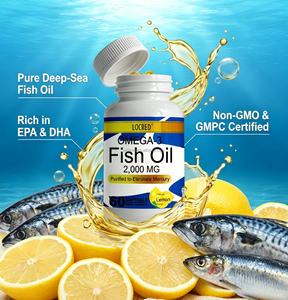 Huile de poisson Oméga-<span class=keywords><strong>3</strong></span> en gélules molles 2000mg à marque privée, triple concentration, huile de poisson des grands fonds, sans mercure, solution d'usine OEM - Product Image 2