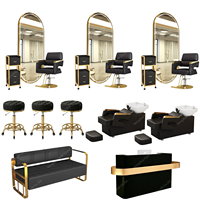 Ensemble de mobilier de salon moderne, miroir et chaises de salon de coiffure de luxe sur mesure, équipements complets de salon, ensemble de salon de beauté