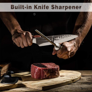 Ensemble de 16 couteaux de chef en acier inoxydable, couteaux à découper et à éplucher, aiguiseur intégré, <span class=keywords><strong>bloc</strong></span> en <span class=keywords><strong>bois</strong></span>, poignées ambidextres, durables - Product Image 5