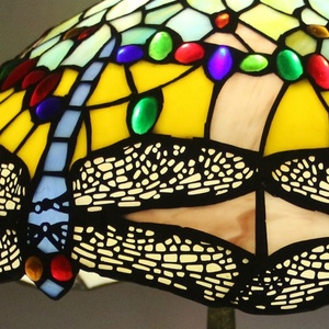LongHuiJing European Multicolored Dragonfly Design Stained Glass LED Bedside Lamp for Living Room-Adjustable & Eco-Friendly - Product Image 3