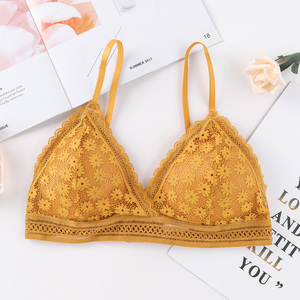Triangolo intimo floreale pizzo Bralette Crop Top donna pizzo Bralette reggiseno Sexy Lingerie reggiseno <span class=keywords><strong>senza</strong></span> cuciture imbottito <span class=keywords><strong>senza</strong></span> fili - Product Image 2