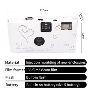 Cheap One Time Use White Cover 35Mm Vintage Mini <b>Disposable</b> <b>Camera</b> With Film for Wedding Guest - Product Image 2