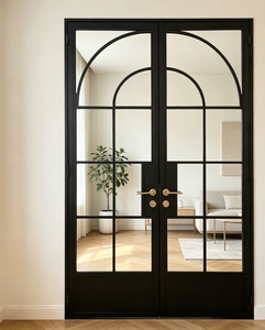 Custom Steel Glass Door Black Frame Interior Tempered Simple for Home Office Hotel - Product Image 4