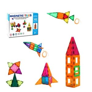 Hoge Kwaliteit Educatief Magnetisch Speelgoed Creatief Gebouw Magneet Tegels Voor Kinderen 48P Set Magnetische Blokken