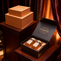 Boîte d'emballage de luxe en carton rigide pour ensemble de pots de miel avec fermeture magnétique, matériaux recyclés, design personnalisable pour offrir en cadeau
