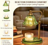 Lampe chauffe-bougie en forme de fleur avec minuterie et variateur de luminosité à 4 niveaux, hauteur réglable