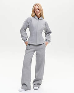 定制徽标冬季高品质 100% 棉两件套连帽衫长裤健身运动街头服饰连帽衫运动衫套装女式 - Product Image 1