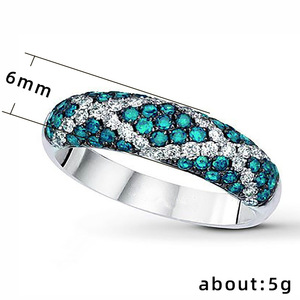 Anillo de Plata para Mujer F522 con Zirconia Azul y Diamantes Engastados en Pavé, Diseño Geométrico para Compromiso, Plata de Ley 925 - Product Image 2