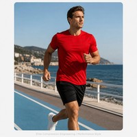 T-shirt sportiva da uomo personalizzata OEM, morbida, elasticizzata, traspirante, anti-pilling, per allenamento e sport.
