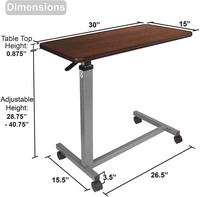 Mesa Rodante de 4 Ruedas para Cama con Altura Ajustable, Escritorio para Portátil de Diseño Moderno para Dormitorio y Uso Hospitalario