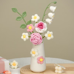 Bouquets de fleurs éternelles tissées à la main en fil de laine, cadeaux finis, décorations pour la Saint-Valentin, bouquet pour maman, cadeaux pour la fête des mères - Product Image 1