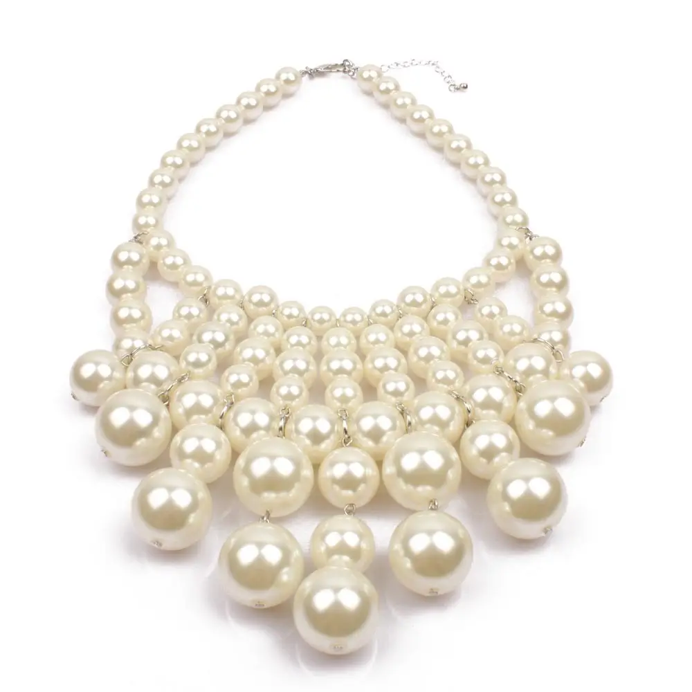 High Quality Professional Custom Heavy Imitation Pearl Necklace Big Beaded Statement Necklace