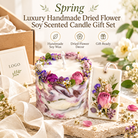 Ensemble cadeau de bougies en cire de soja parfumées aux fleurs séchées faites à la main et de sachets parfumés pour les cadeaux de mariage printaniers et la décoration de la maison