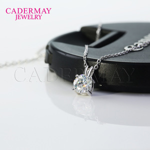 Cadermay Moissanite Pendant Necklace 6.5mm Claw Setting Sterling Silver Classic Round Cut Everyday Wear For Women - Product Image 1