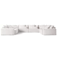 Minimalistisches Polsterstoff-Sofa-Set mit breiten Armlehnen, weichen Kissen, Couch-Sektionen, Wohnzimmermöbel, Lounge-Sitzgelegenheiten