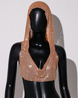 Mode sexy camisole strass diamants brillants, gilet à capuche à paillettes métalliques, débardeurs pour femmes