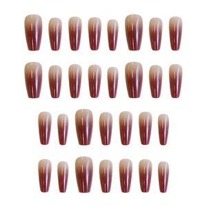 <span class=keywords><strong>Uñas</strong></span> Postizas Color Café Desvanecido, Forma Almendrada Mediana <span class=keywords><strong>con</strong></span> Acabado Brillante, <span class=keywords><strong>Uñas</strong></span> Acrílicas de Aspecto Natural para Uso Diario - Product Image 3