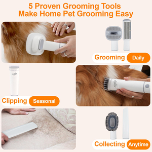 AFP Kit di toelettatura per animali domestici aggiornato con spazzole per tagliacapelli Kit di pulizia sottovuoto per gatti cani per spargimento e pulizia di peli di animali domestici - Product Image 4