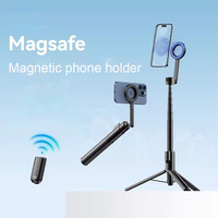 360 °   Penyangga Tripod Tongsis Ponsel Magnetik Aluminium yang Dapat Diputar untuk iPhone 17 16 15 14 13 12 Vlog Siaran Langsung