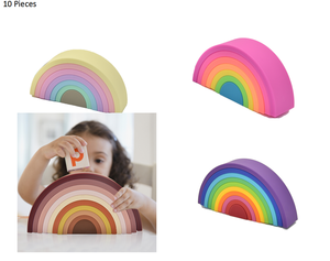 Juguete de apilamiento de silicona de grado alimenticio para bebés, conjunto de formas circulares coloridas, juego de pila educativo para niños - Product Image 6