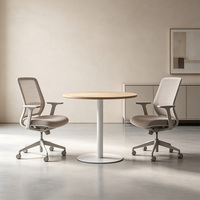 Table de bistrot simple à une seule jambe, option ronde ou carrée, plateau en bois, base en métal blanc, table de négociation de bureau, table de café