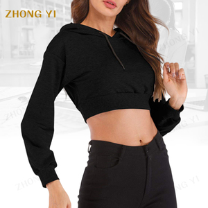 Venta al por mayor de fábrica personalizada gran oferta suéter en blanco casual mujeres recortadas Sudadera con capucha mujer niñas pulóver Top sudaderas con capucha y sudaderas - Product Image 4