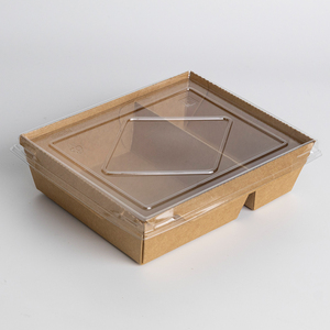 Scatola per Alimenti Personalizzata a 2 Scomparti, Ecologica, Monouso, in Carta Kraft, Contenitore Bento per Noodle e Insalata, per Negozi e Fabbriche - Product Image 1
