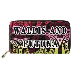 Cartera larga con cremallera para mujer de moda y exquisita Impresión personalizada a pedido Carteras para mujer Polinesia Wallis y <span class=keywords><strong>Futuna</strong></span> - Product Image 3