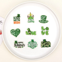 Patchs coeur Saint Patrick de haute qualité en gros lettre herbe trèfle chaussures décoration personnalisé paillettes broderie Patch