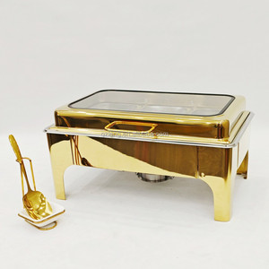 <span class=keywords><strong>2025</strong></span> khách sạn nhà hàng sang trọng 9L hình chữ nhật thép không gỉ thủy lực chafing món ăn sang trọng chafing tự chọn thực phẩm hâm nóng cửa sổ lớn - Product Image 4